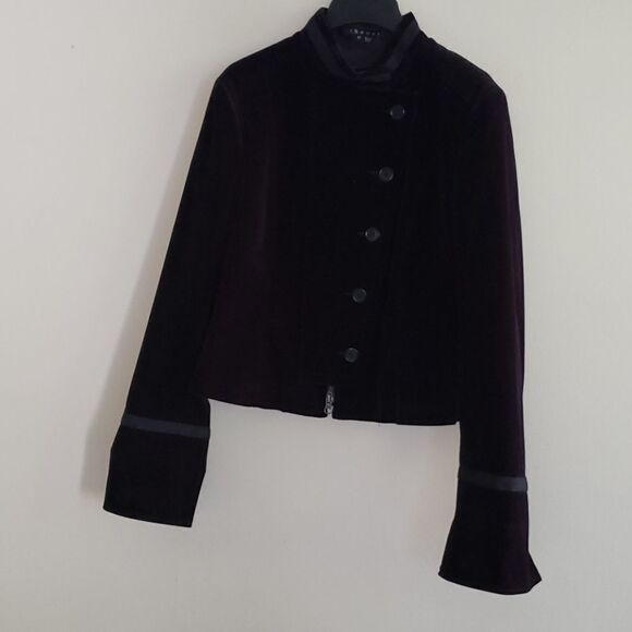 Theory women's Velvet Military Style Jacket black size 12 - Picture 1 of 13